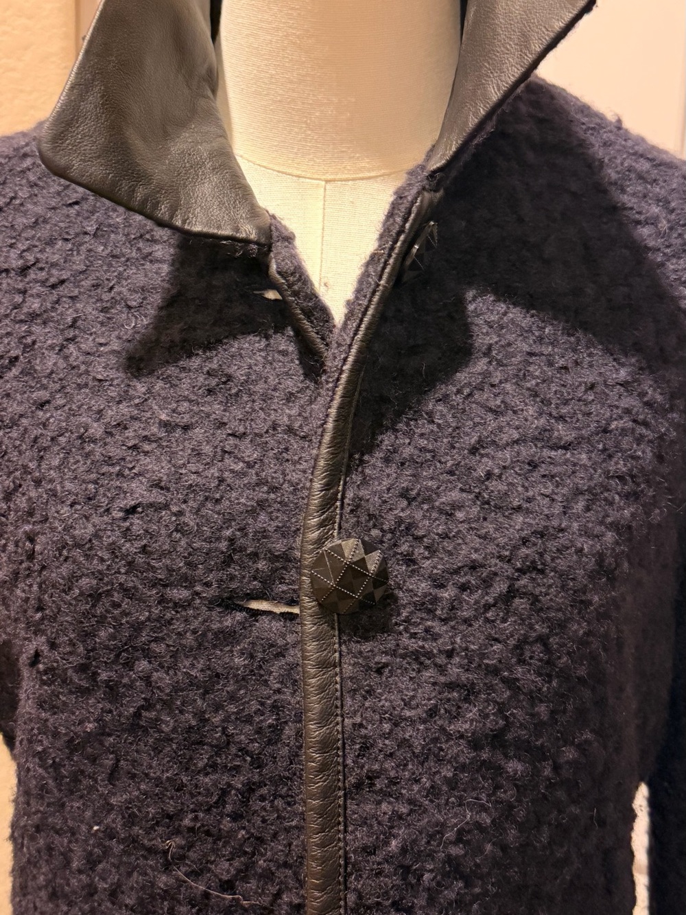 Fate Black Teddy Jacket with Leather Trim